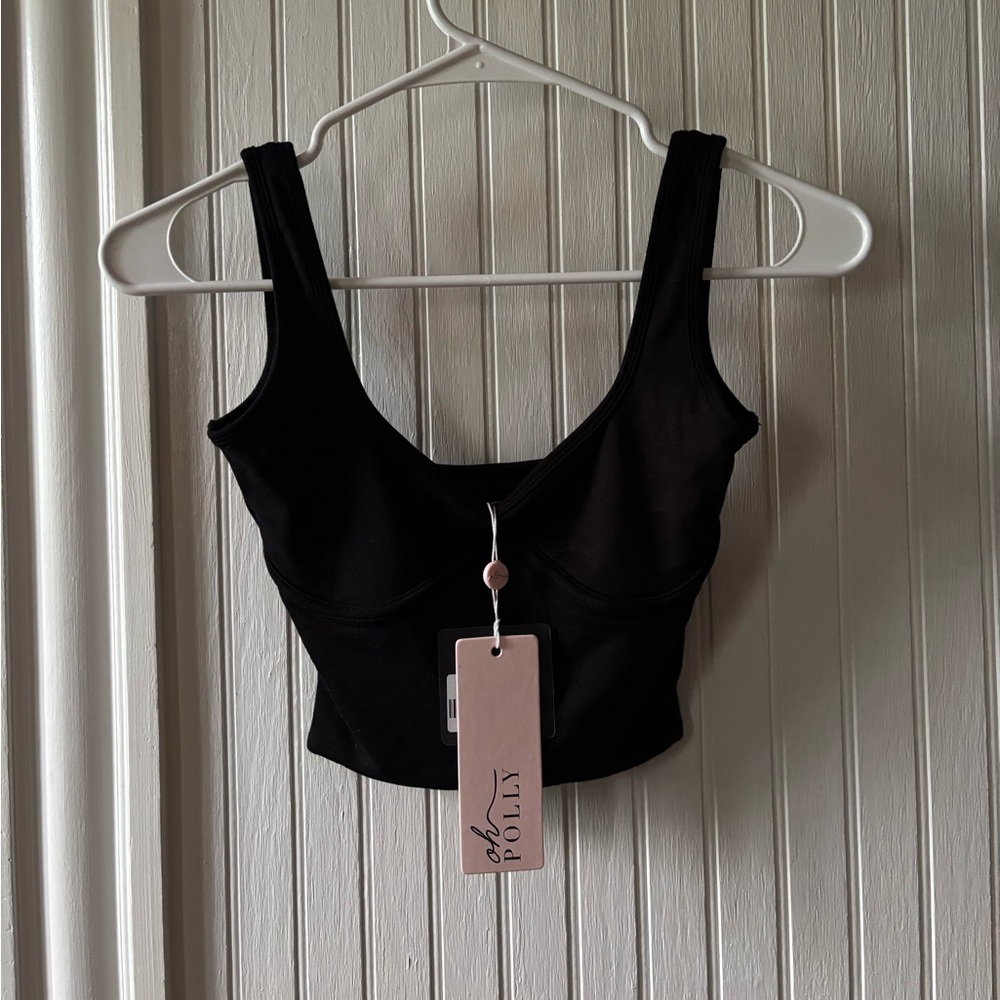 NWT Oh Polly Black Sweetheart Crop top in size 2